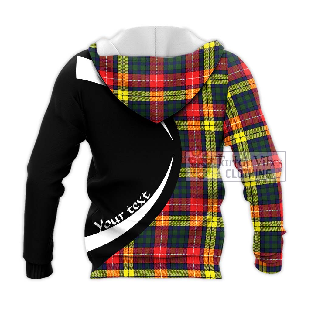 Dewar Tartan Knitted Hoodie with Family Crest Circle Style - Tartan Vibes Clothing