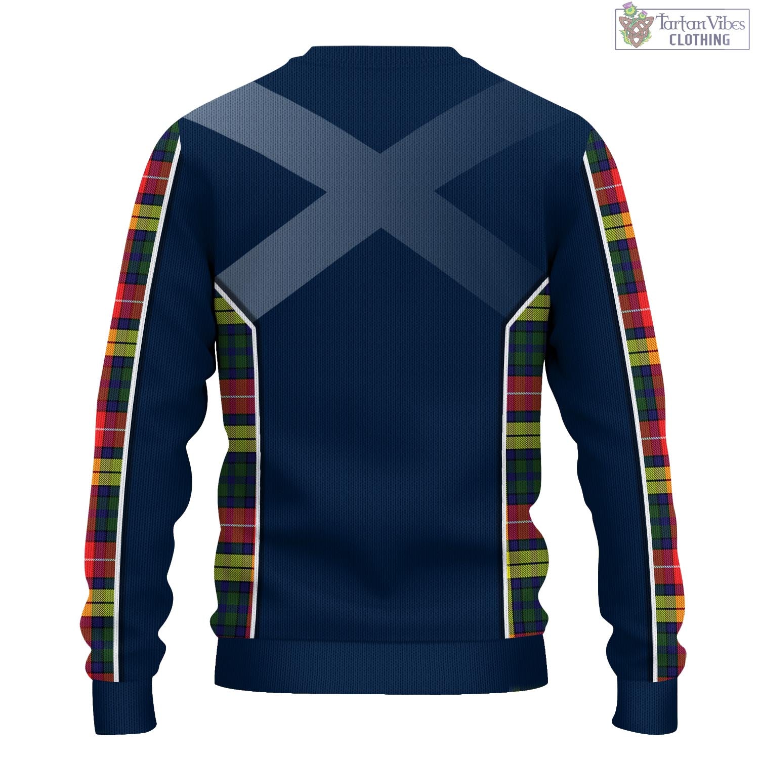 Tartan Vibes Clothing Dewar Tartan Knitted Sweatshirt with Family Crest and Scottish Thistle Vibes Sport Style