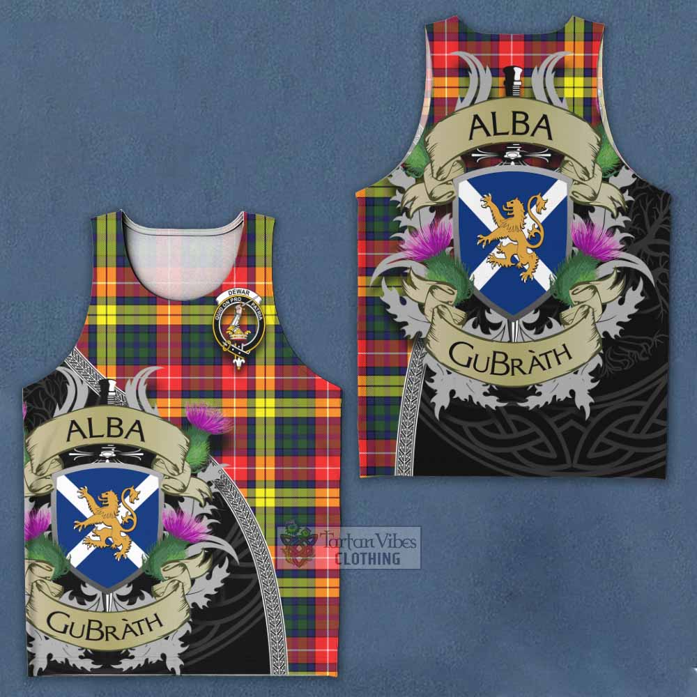 Dewar Tartan Family Crest Men's Tank Top Lion Rampant Royal Thistle Shield Celtic Inspired - Tartan Vibes Clothing