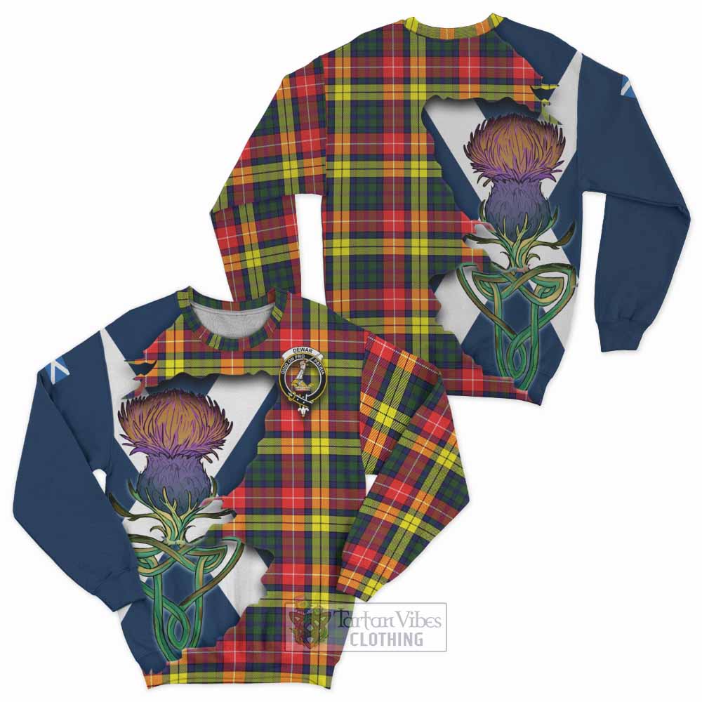 Dewar Tartan Family Crest Sweatshirt Scottish Thistle Celtic Inspired - Tartan Vibes Clothing