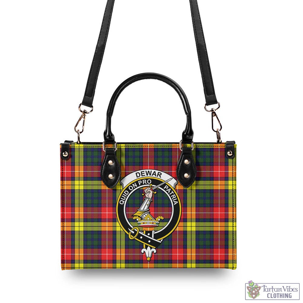 Dewar Tartan Luxury Leather Handbags with Family Crest - Tartan Vibes Clothing