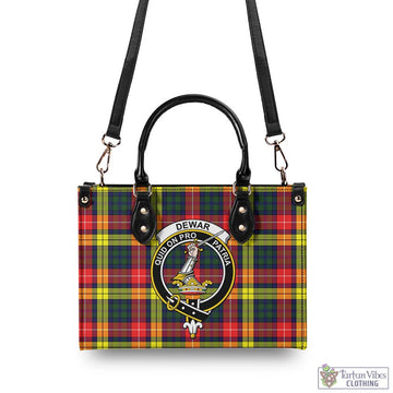 Dewar Tartan Luxury Leather Handbags with Family Crest - Tartan Vibes Clothing