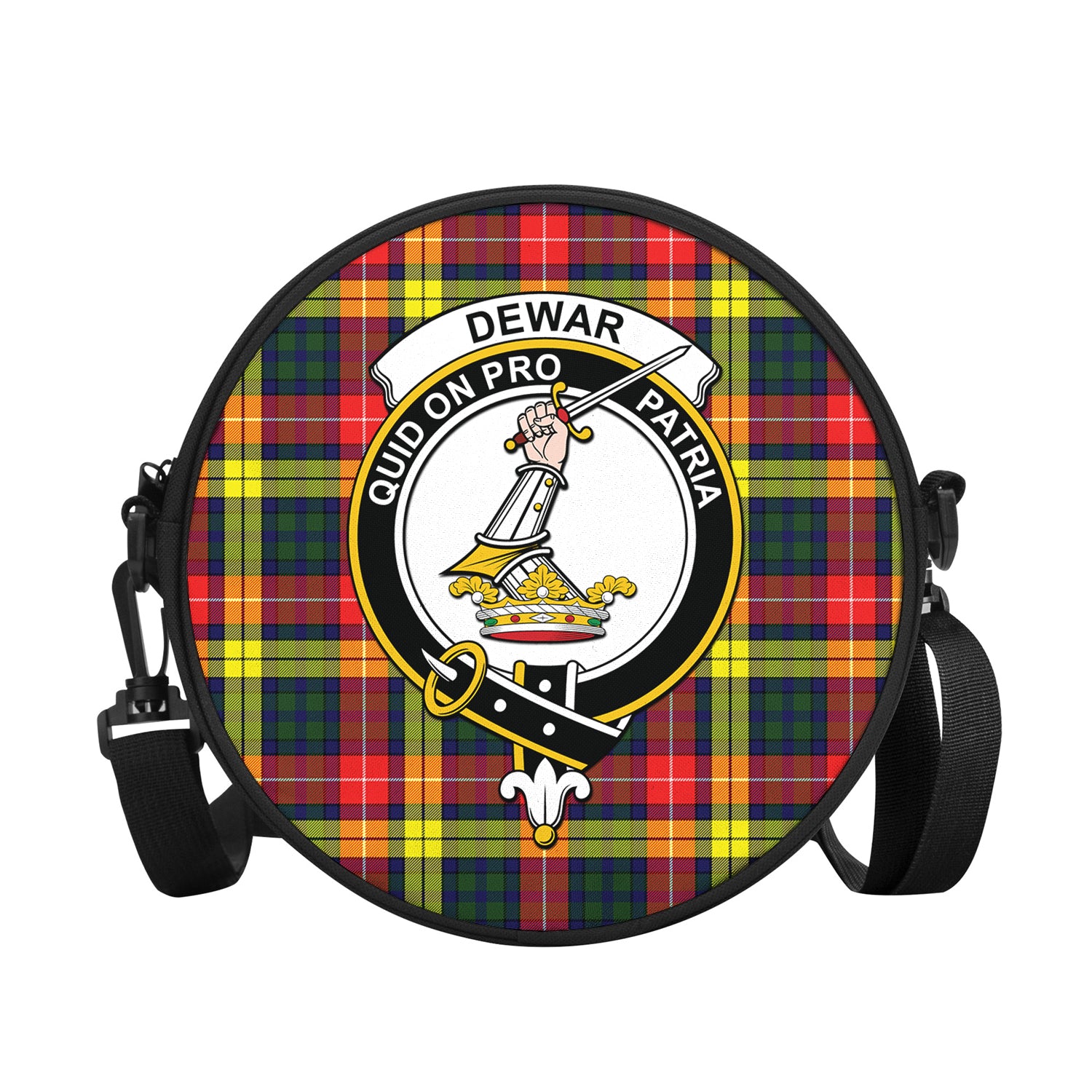 Dewar Tartan Round Satchel Bags with Family Crest - Tartan Vibes Clothing