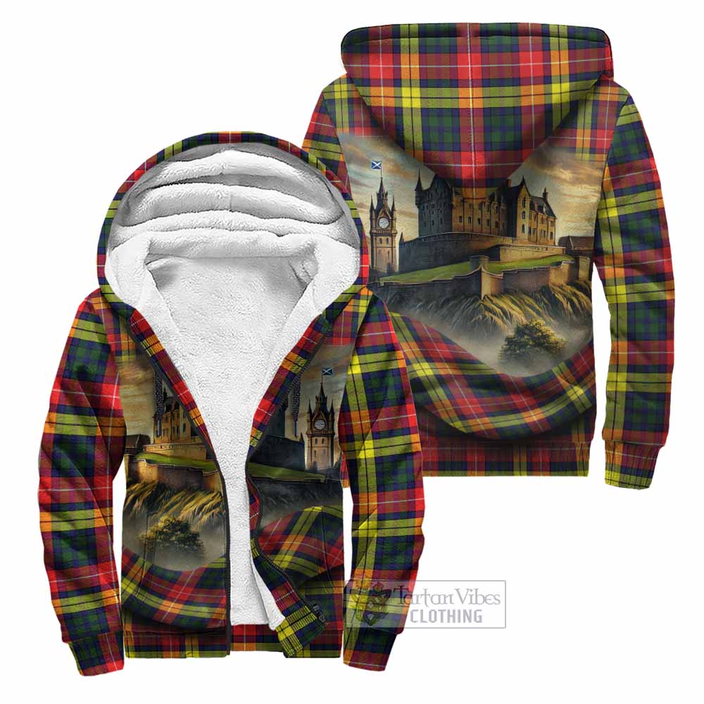 Dewar Tartan Family Crest Sherpa Hoodie with Scottish Ancient Castle Style Unisex - Tartan Vibes Clothing