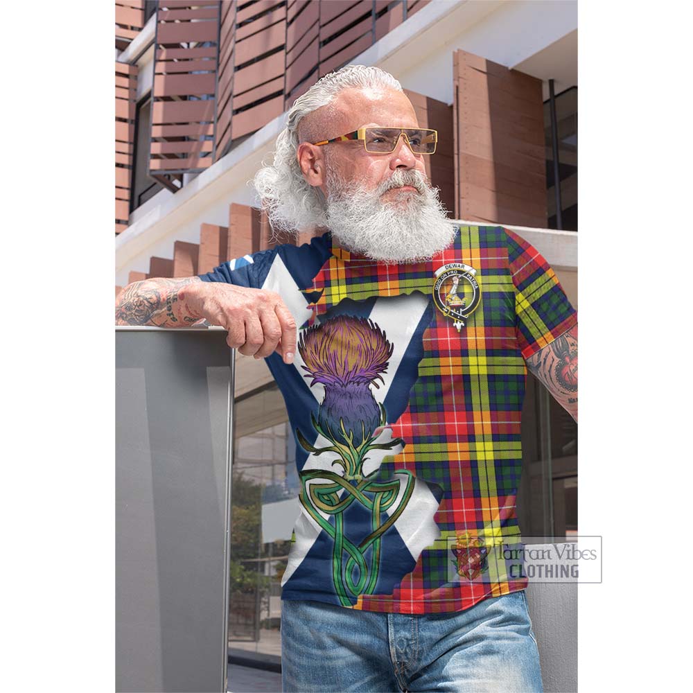 Dewar Tartan Family Crest Cotton T-shirt Scottish Thistle Celtic Inspired - Tartan Vibes Clothing