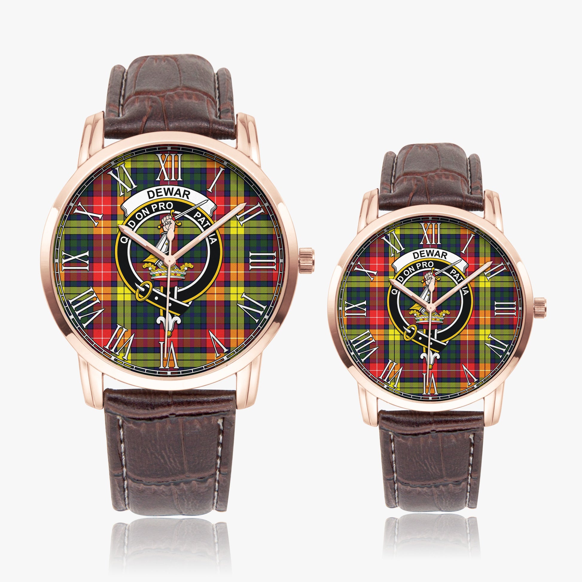 Dewar Tartan Family Crest Leather Strap Quartz Watch - Tartan Vibes Clothing