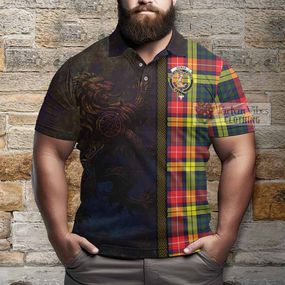 Dewar Tartan Family Crest Polo Shirt Alba Gu Brath Be Brave Lion Ancient Style - Tartan Vibes Clothing