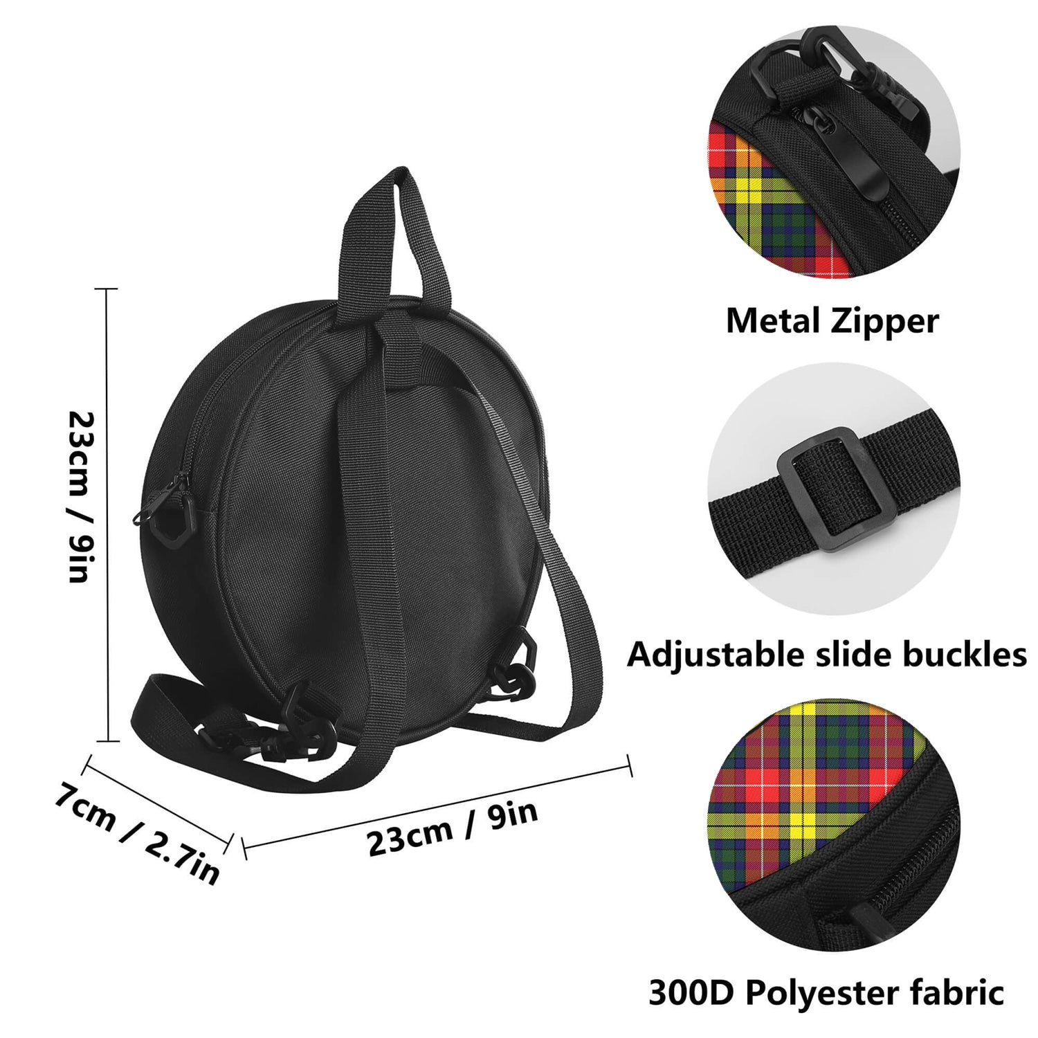 Dewar Tartan Round Satchel Bags with Family Crest - Tartan Vibes Clothing