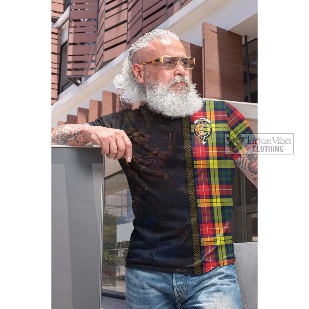 Dewar Tartan Family Crest Cotton T-shirt Alba Gu Brath Be Brave Lion Ancient Style - Tartan Vibes Clothing