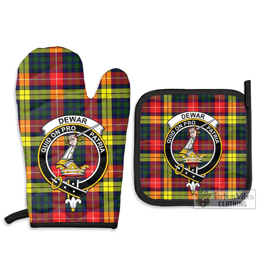 Dewar Tartan Combo Oven Mitt & Pot-Holder with Family Crest - Tartan Vibes Clothing