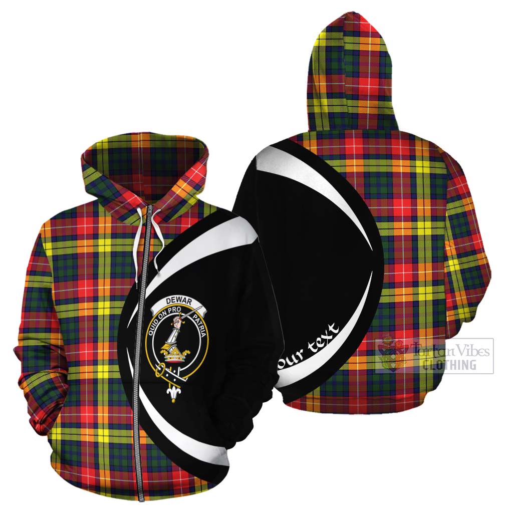 Dewar Tartan Cotton Hoodie with Family Crest Circle Style - Tartan Vibes Clothing