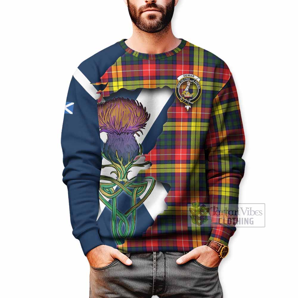 Dewar Tartan Family Crest Sweatshirt Scottish Thistle Celtic Inspired - Tartan Vibes Clothing