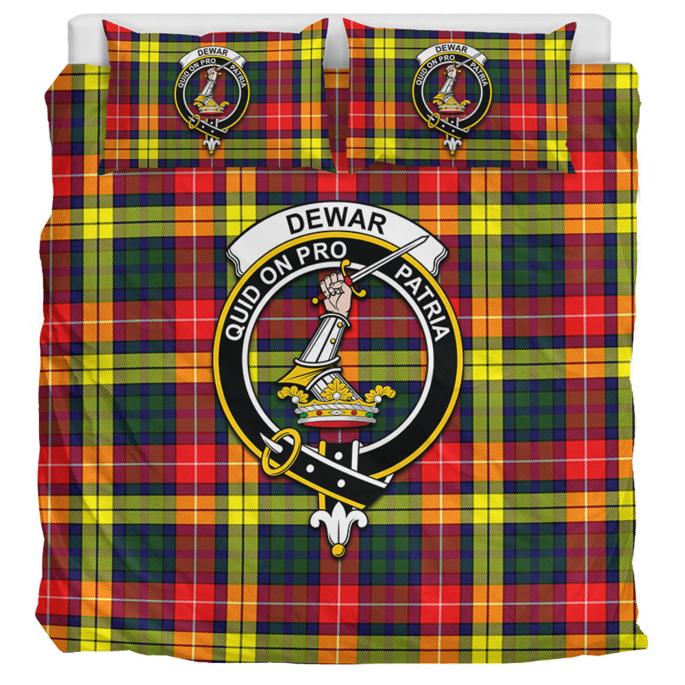 Dewar Tartan Bedding Set with Family Crest UK Bedding Set UK Super King 104*94 inch - Tartan Vibes Clothing