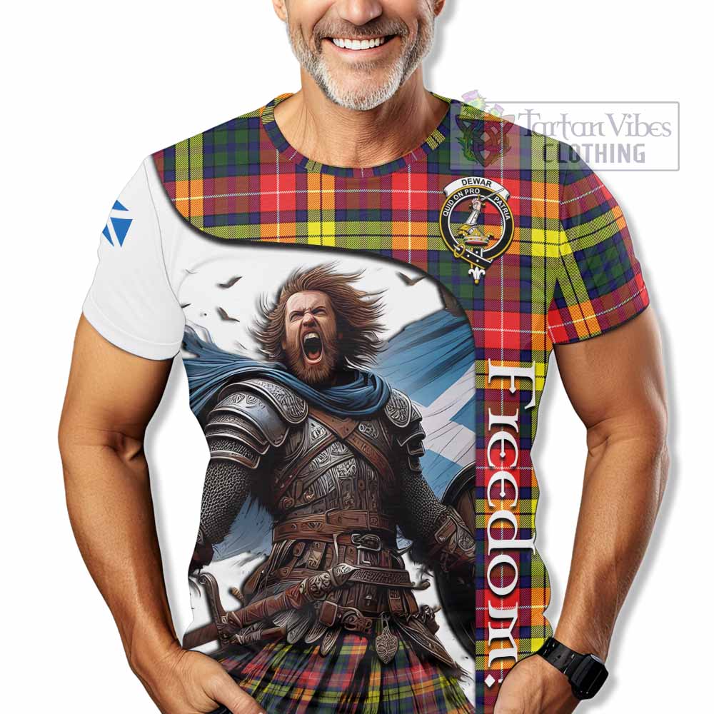 Dewar Crest Tartan T-Shirt Inspired by the Freedom of Scottish Warrior - Tartan Vibes Clothing