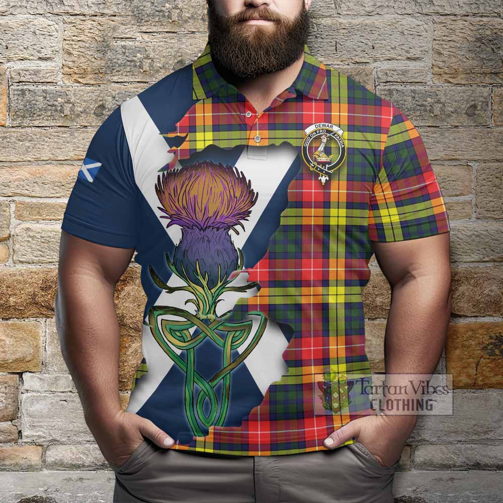 Dewar Tartan Family Crest Polo Shirt Scottish Thistle Celtic Inspired - Tartan Vibes Clothing