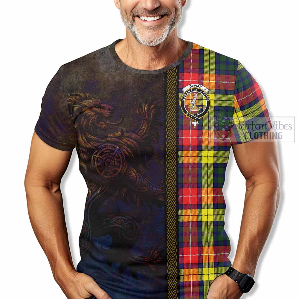 Dewar Tartan Family Crest T-Shirt Alba Gu Brath Be Brave Lion Ancient Style - Tartan Vibes Clothing