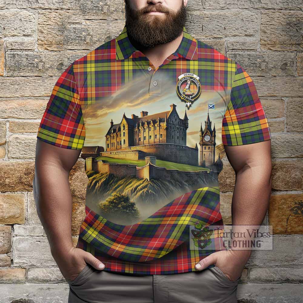 Tartan Vibes Clothing Dewar Tartan Family Crest Polo Shirt with Scottish Ancient Castle Stype