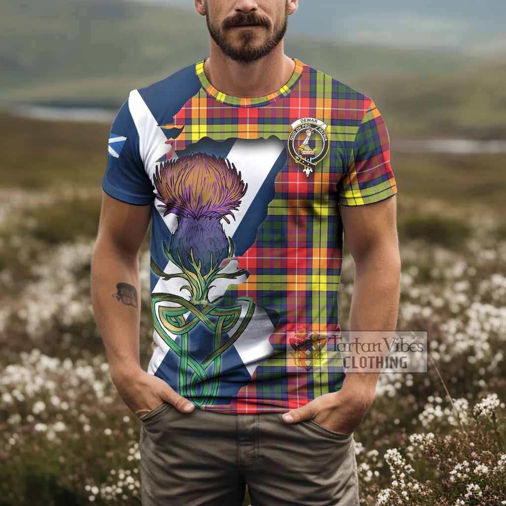 Dewar Tartan Family Crest T-Shirt Scottish Thistle Celtic Inspired - Tartan Vibes Clothing