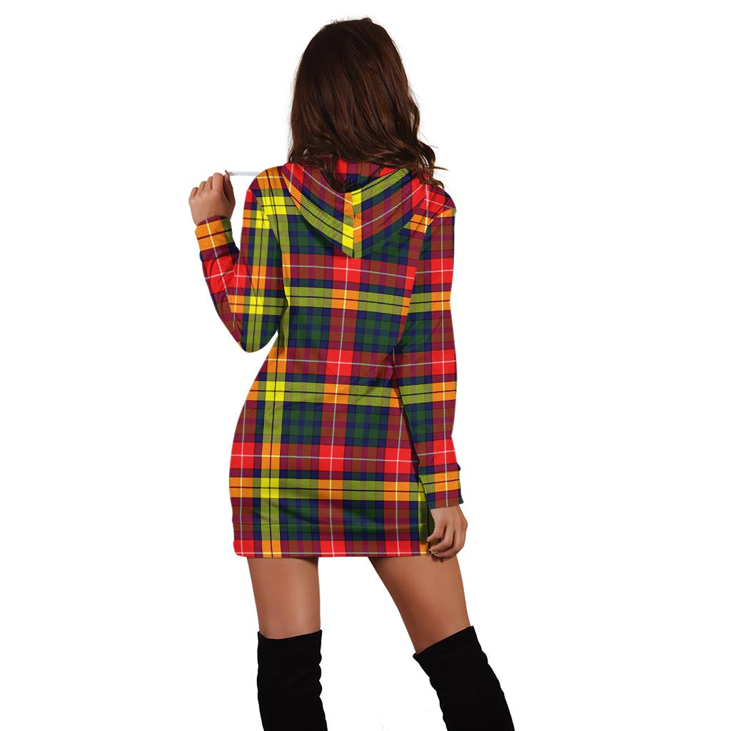 Dewar Tartan Hoodie Dress with Family Crest - Tartan Vibes Clothing