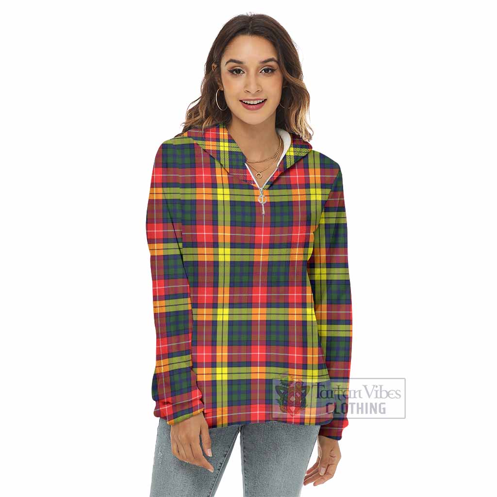 Dewar Tartan Women's Borg Fleece Hoodie with Half Zip - Tartan Vibes Clothing