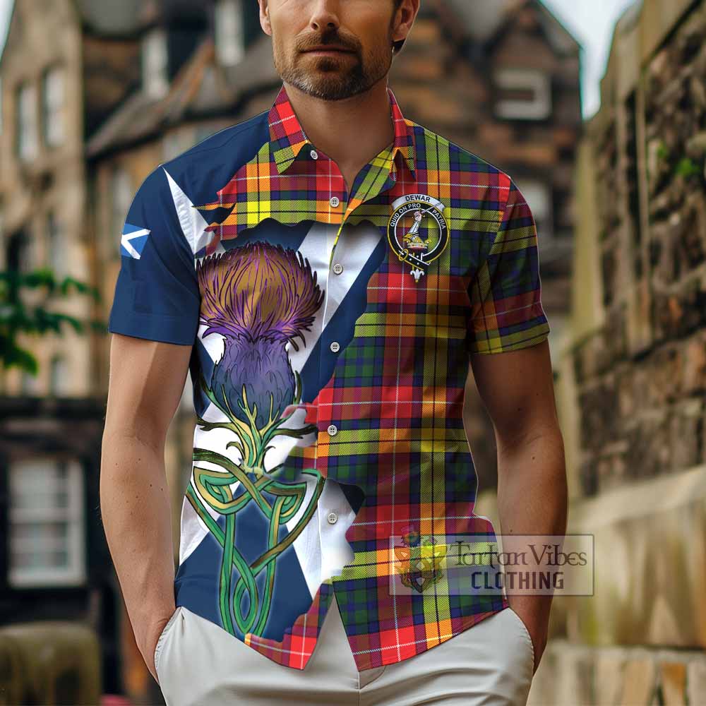 Dewar Tartan Family Crest Hawaiian Shirt Scottish Thistle Celtic Inspired - Tartan Vibes Clothing