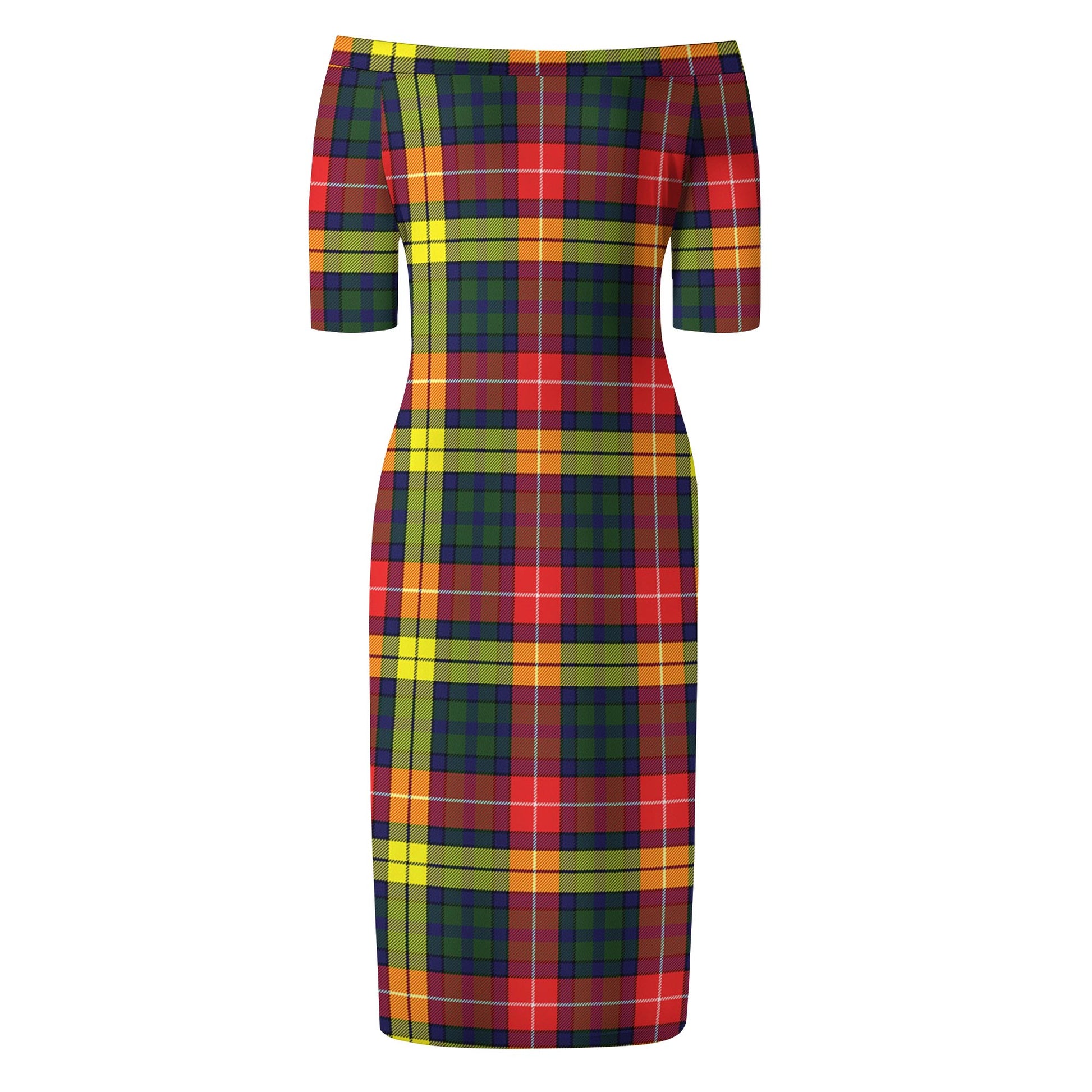 Dewar Tartan Off Shoulder Lady Dress - Tartan Vibes Clothing