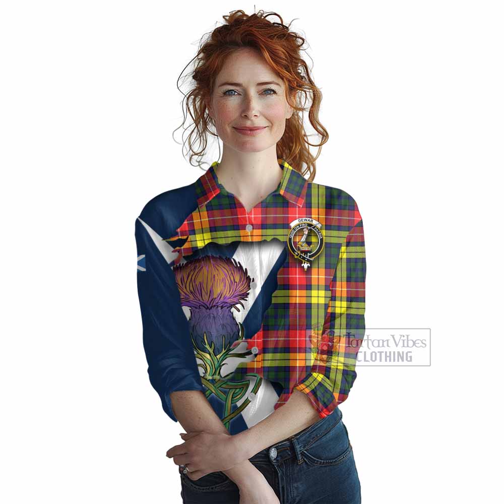 Dewar Tartan Family Crest Women's Casual Shirt Scottish Thistle Celtic Inspired - Tartan Vibes Clothing