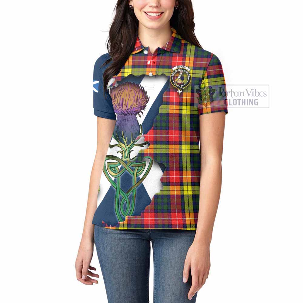 Dewar Tartan Family Crest Women's Polo Shirt Scottish Thistle Celtic Inspired - Tartan Vibes Clothing