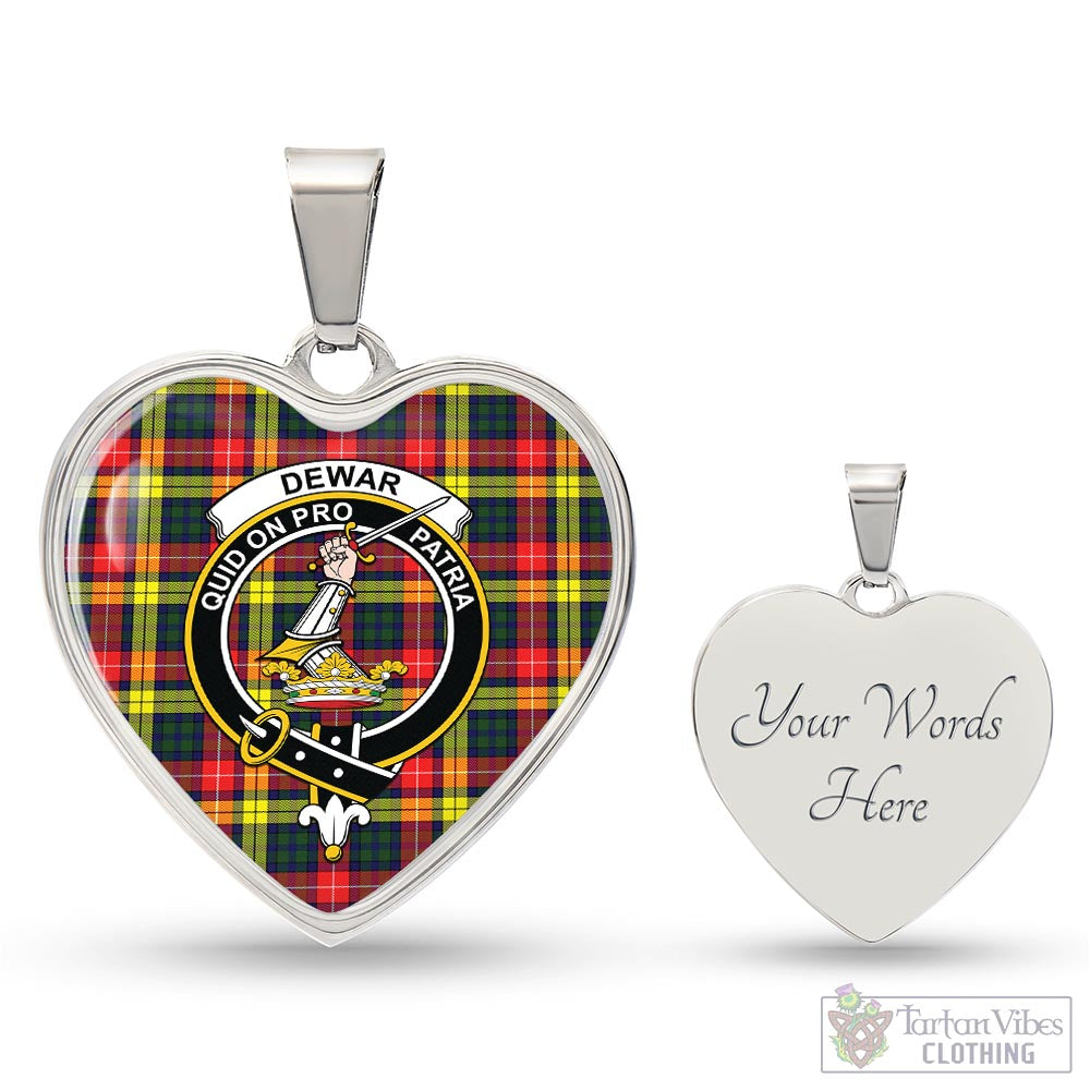Dewar Tartan Heart Necklace with Family Crest Luxury Necklace (Silver) Yes - Tartan Vibes Clothing