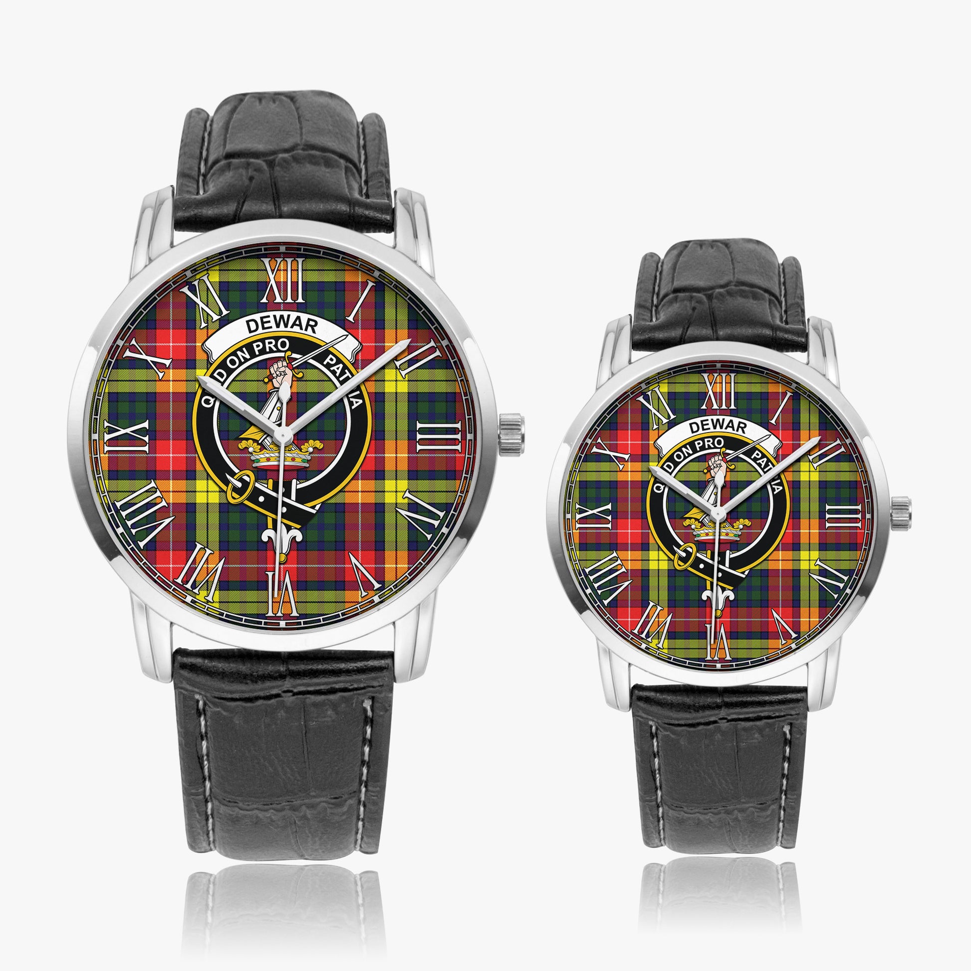 Dewar Tartan Family Crest Leather Strap Quartz Watch - Tartan Vibes Clothing