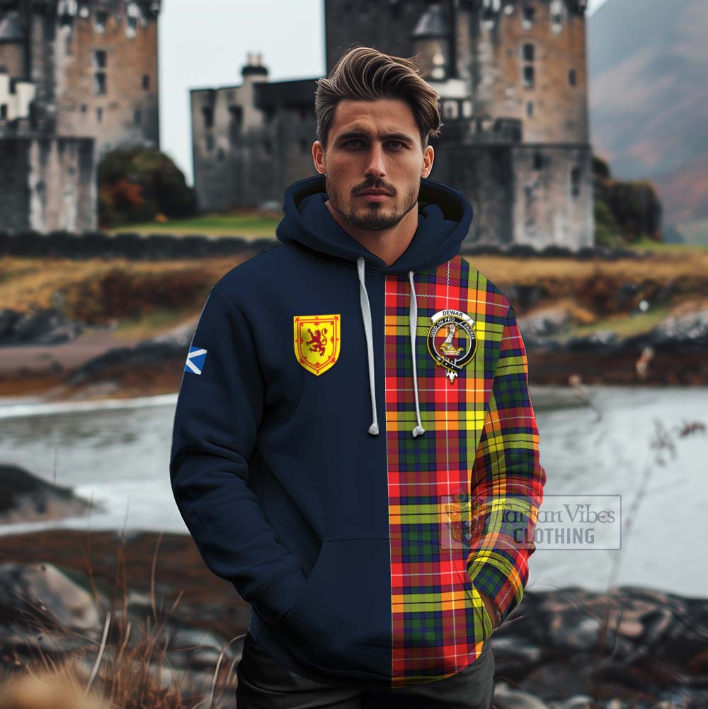 Dewar Tartan Cotton Hoodie Alba with Scottish Lion Royal Arm Half Style - Tartan Vibes Clothing