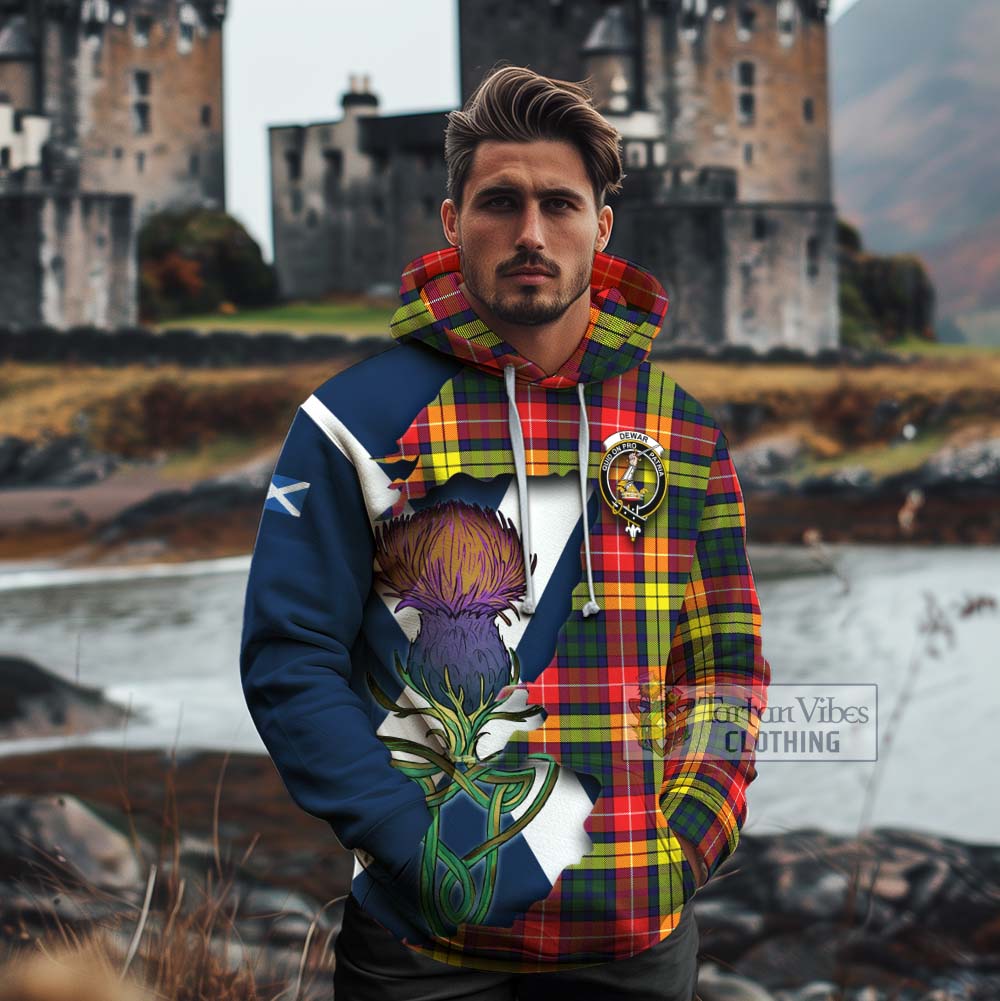 Dewar Tartan Family Crest Cotton Hoodie Scottish Thistle Celtic Inspired - Tartan Vibes Clothing