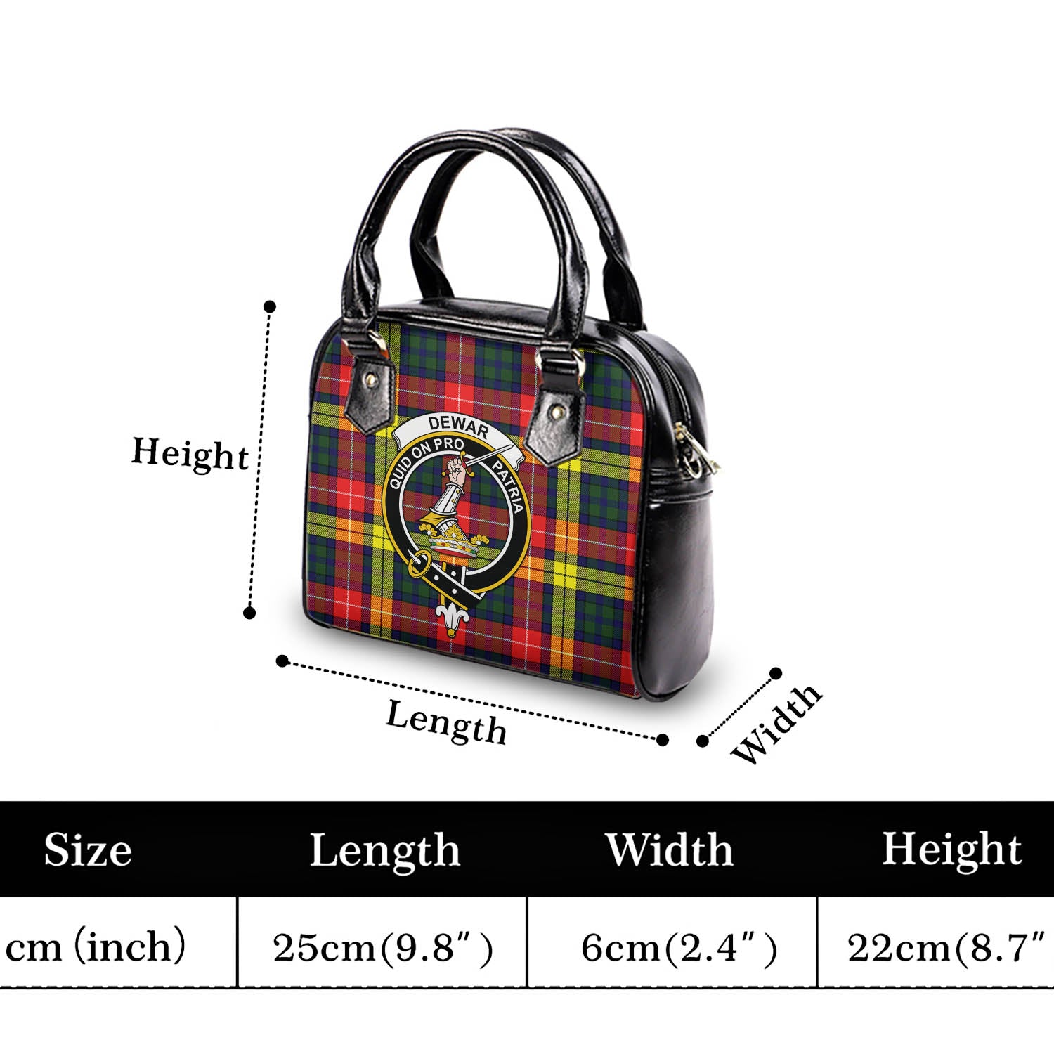 Dewar Tartan Shoulder Handbags with Family Crest - Tartan Vibes Clothing