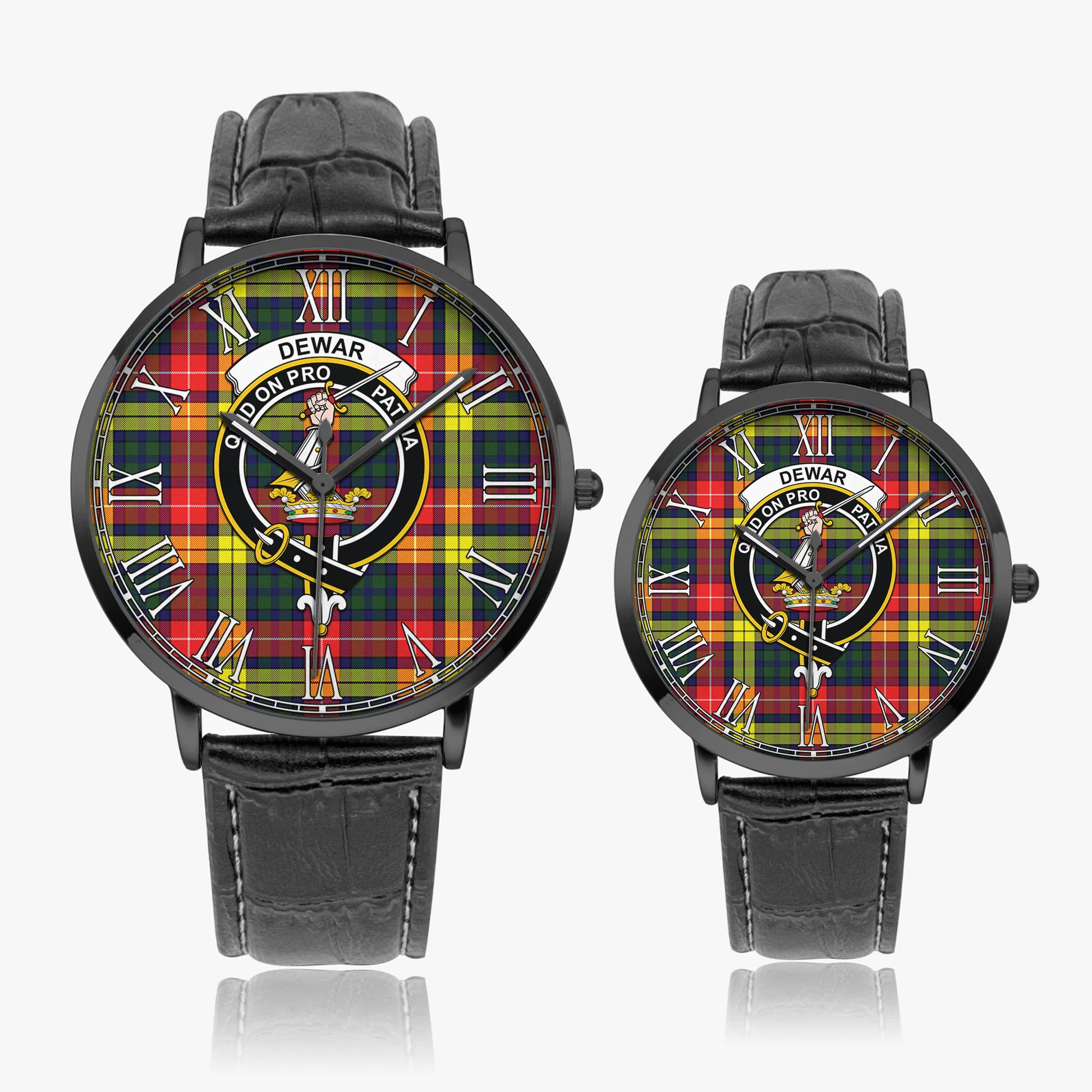 Dewar Tartan Family Crest Leather Strap Quartz Watch - Tartan Vibes Clothing