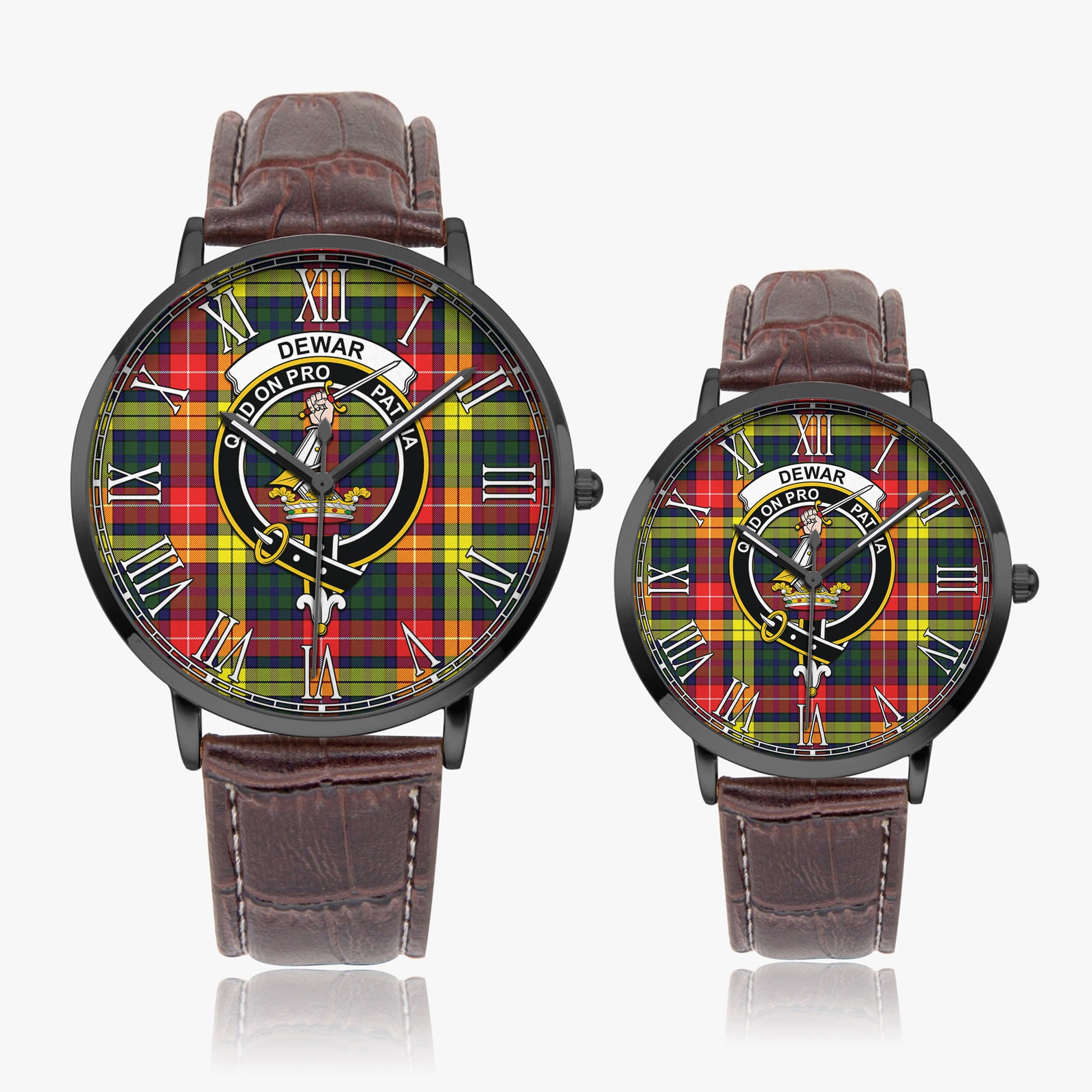 Dewar Tartan Family Crest Leather Strap Quartz Watch - Tartan Vibes Clothing
