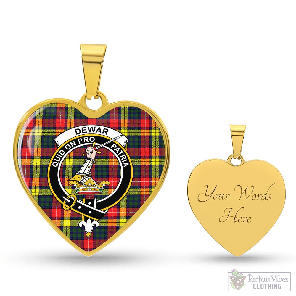 Dewar Tartan Heart Necklace with Family Crest Luxury Necklace (Gold) Yes - Tartan Vibes Clothing