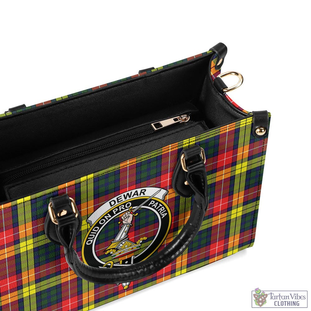 Dewar Tartan Luxury Leather Handbags with Family Crest - Tartan Vibes Clothing