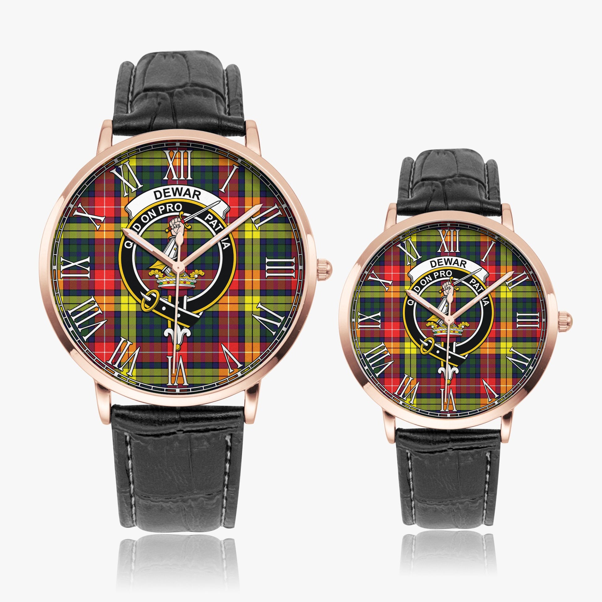 Dewar Tartan Family Crest Leather Strap Quartz Watch - Tartan Vibes Clothing