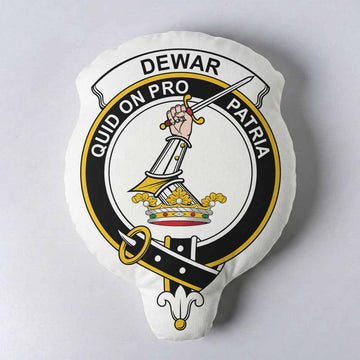 Dewar Clan Crest Shaped Throw Pillow, Scottish Clan Badge Decorative Pillow