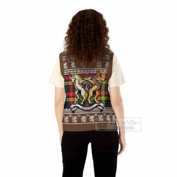 Dewar Clan Tartan Crest Christmas Knitted V-Neck Vest Coat of Arms Funny Style