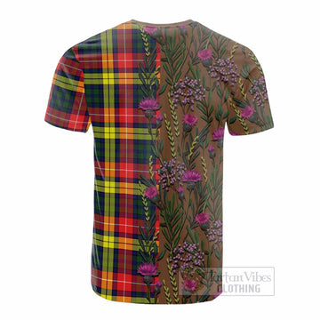 Dewar Family Crest Tartan Cotton T-shirt Scottish Thistle Flower Pattern Half Style - Tartan Vibes Clothing