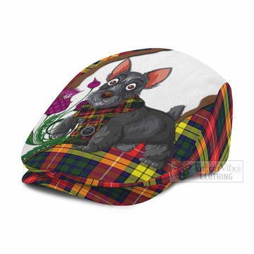 Dewar Scottish Terrier Tartan Flat Cap, Jeff Cap Thistle Heritage Art
