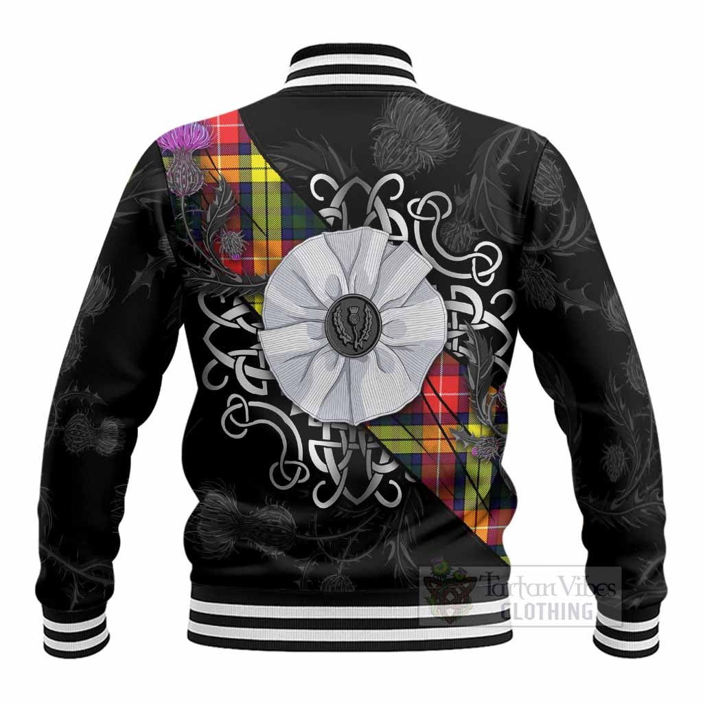 Dewar Tartan Baseball Jacket Jacobite White Rose - Tartan Vibes Clothing