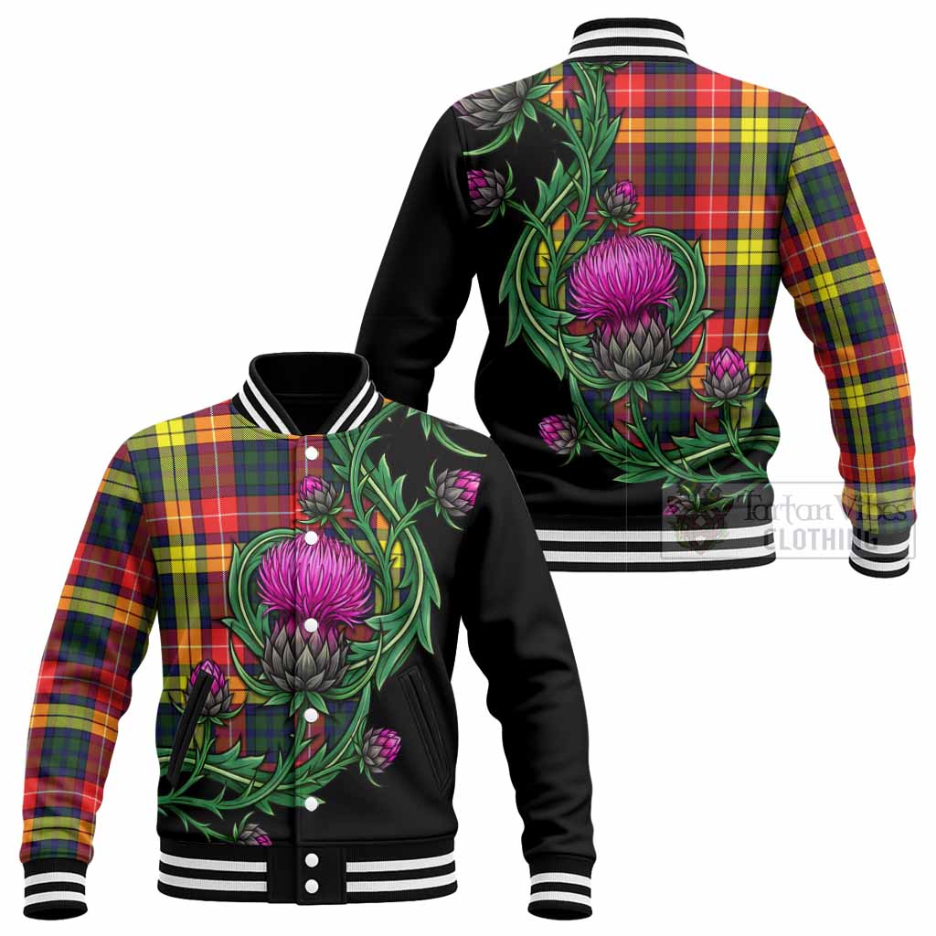 Dewar Tartan Baseball Jacket Resilient Scottish Thistle - Tartan Vibes Clothing
