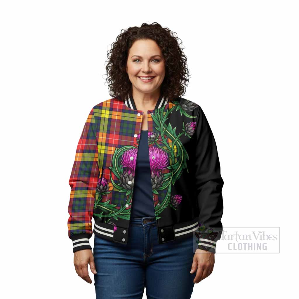 Dewar Tartan Baseball Jacket Resilient Scottish Thistle - Tartan Vibes Clothing