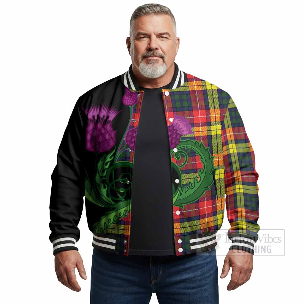 Dewar Tartan Baseball Jacket Traditional Scottish Thistle