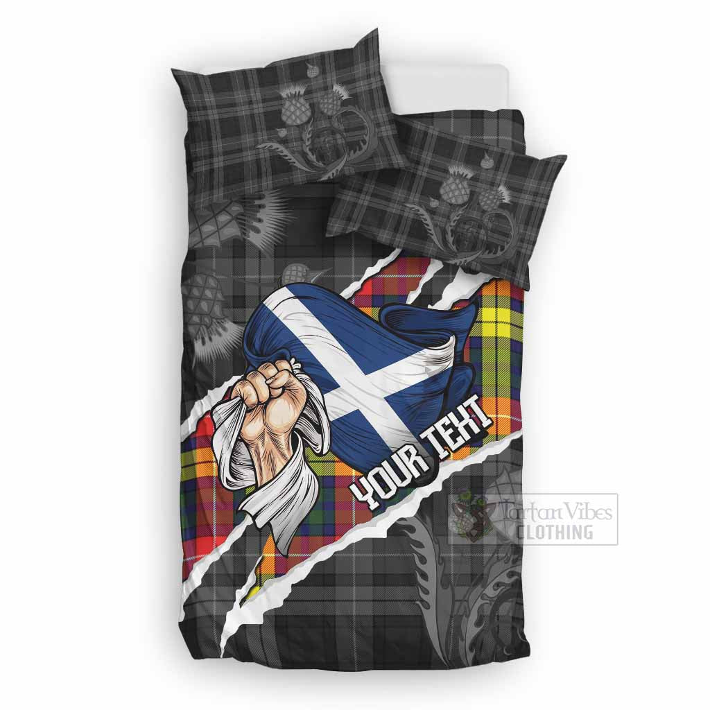 Dewar Tartan Bedding Set Hands with Scotland National Flags