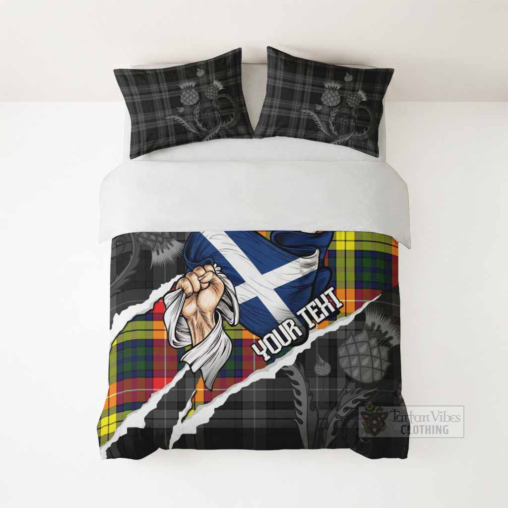 Dewar Tartan Bedding Set Hands with Scotland National Flags