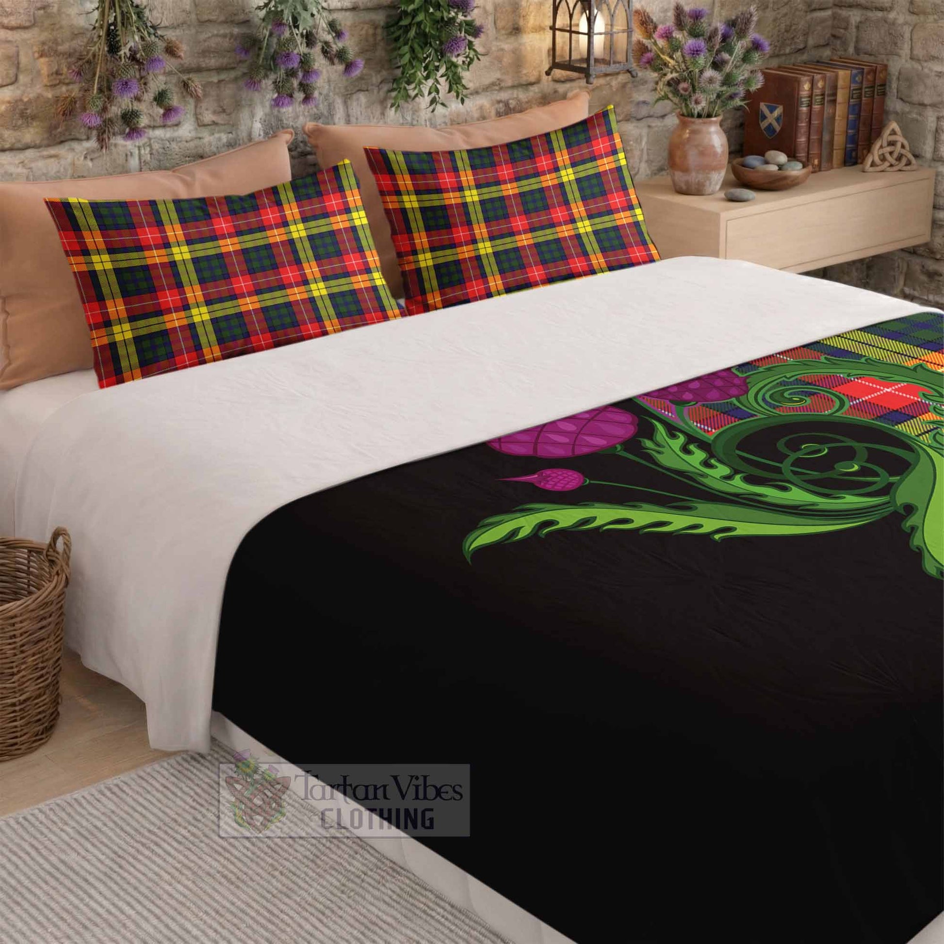 Dewar Tartan Bedding Set Traditional Scottish Thistle - Tartan Vibes Clothing