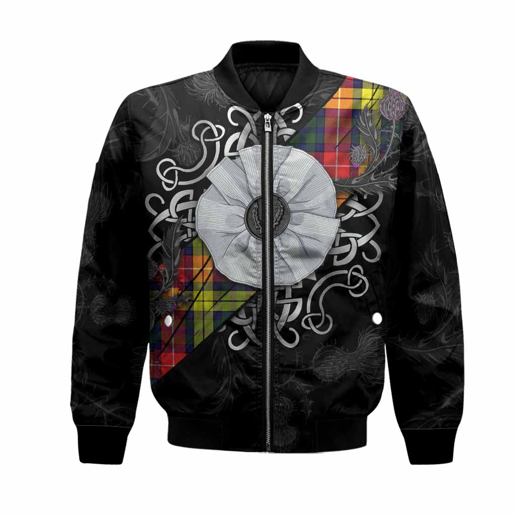 Dewar Tartan Bomber Jacket Jacobite White Rose Unisex Black - Tartan Vibes Clothing
